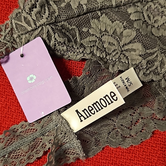 ANEMONE gray floral graphic lace  stretch t back bra S/M M/L NWT - Picture 4 of 8